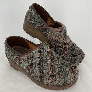 Sanita Danish Women's Woven Green Tweed Nursing Work Clogs Size US 38 / 7.5-8